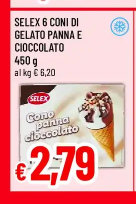 Selex 6 Coni di Gelato Panna e Cioccolato