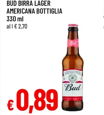 Bud birra lager americana bottiglia