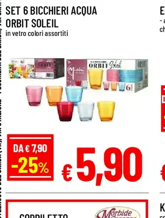 Set 6 bicchieri acqua Orbit Soleil