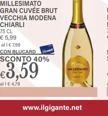 Spumante Millesimato Gran Cuvée Brut Vecchia Modena Chiarli