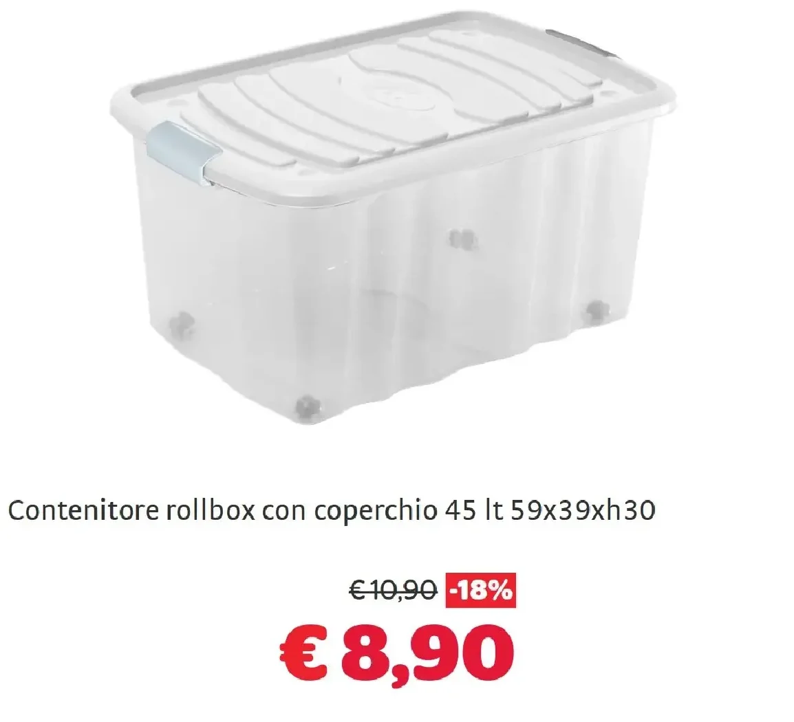 Contenitore rollbox con coperchio 45 lt 59x39xh30