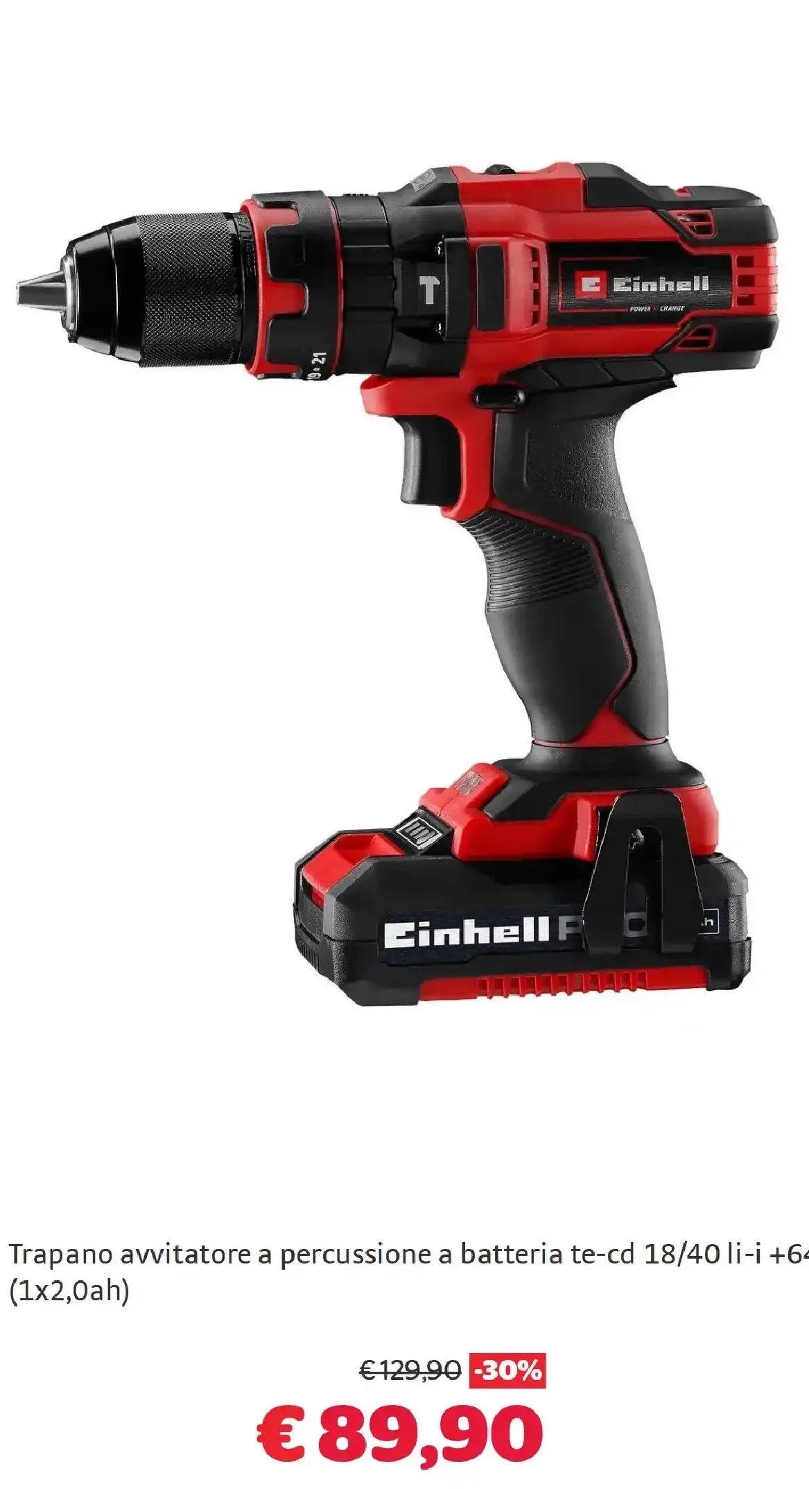 Trapano avvitatore a percussione a batteria Einhell TE-CD 18/40 Li-i +64