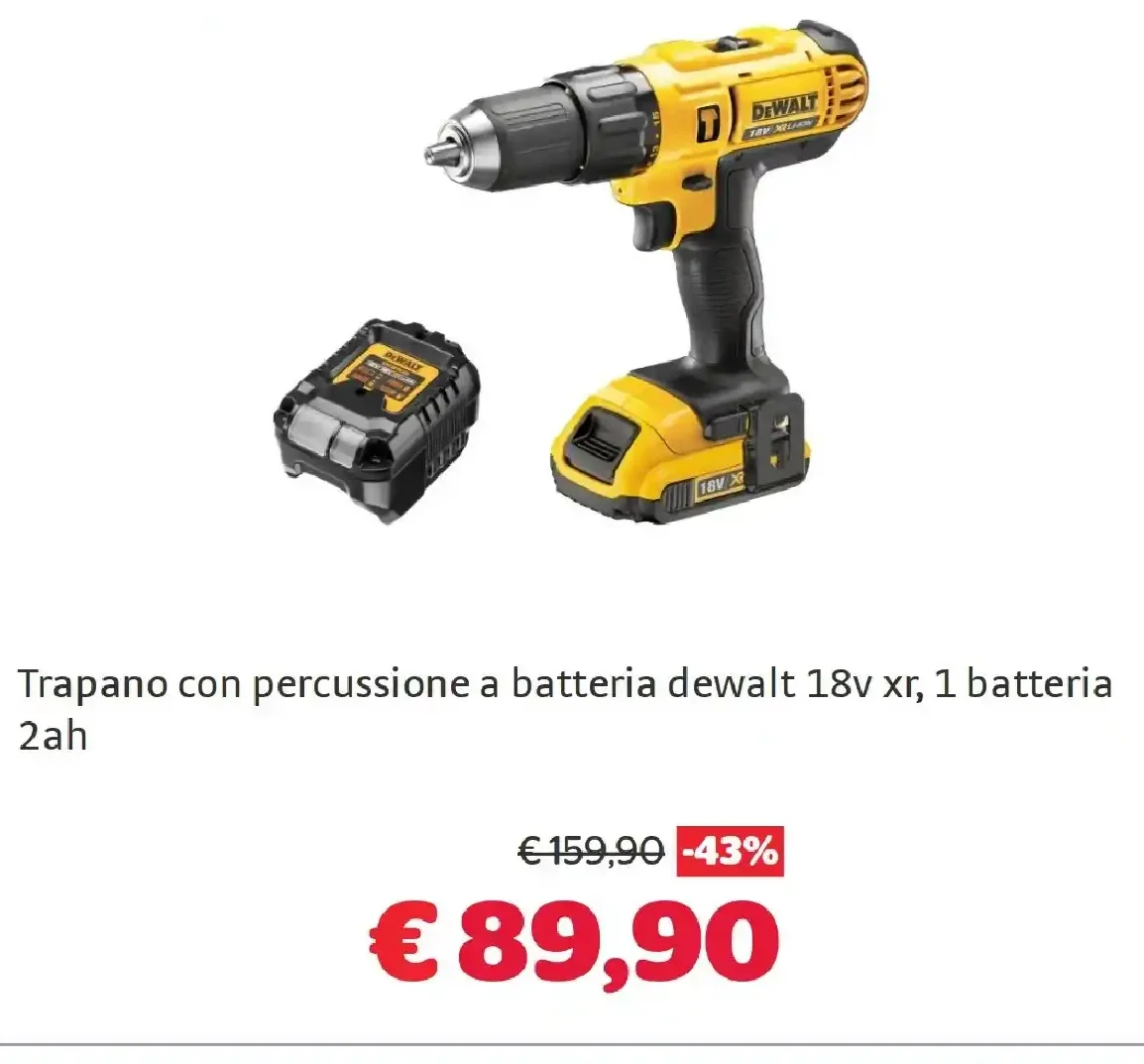 Trapano con percussione a batteria DeWalt 18V XR