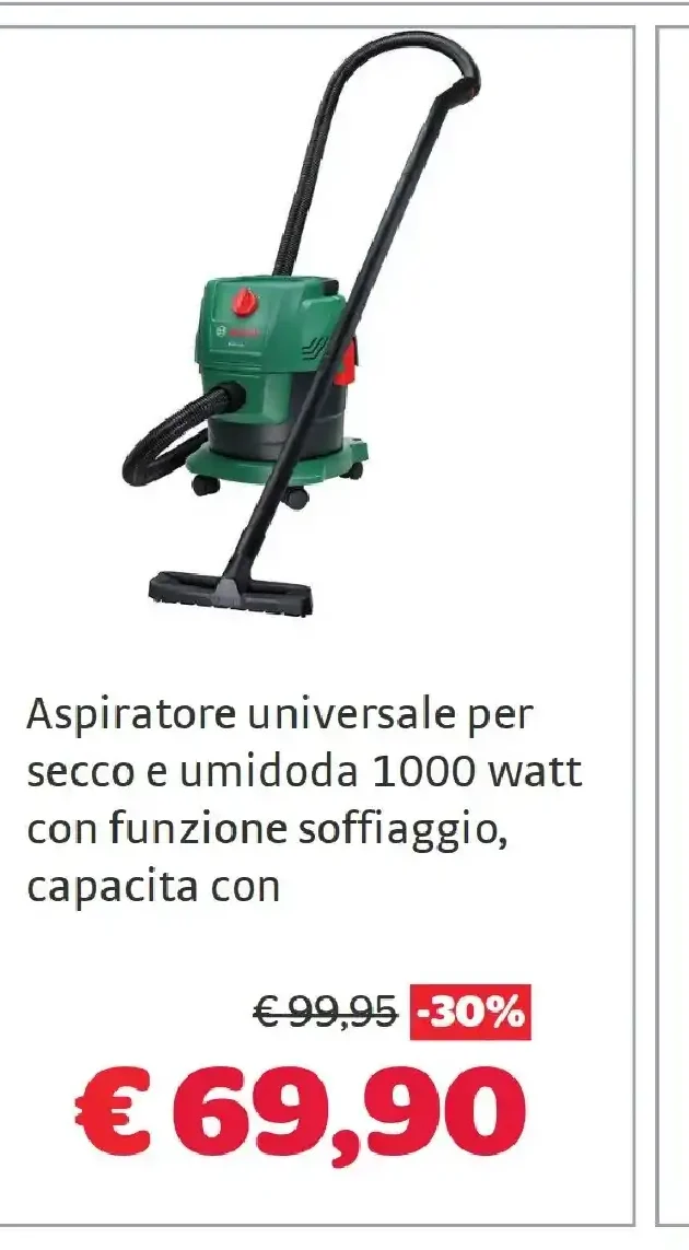 Aspiratore universale per secco e umido 1000 watt