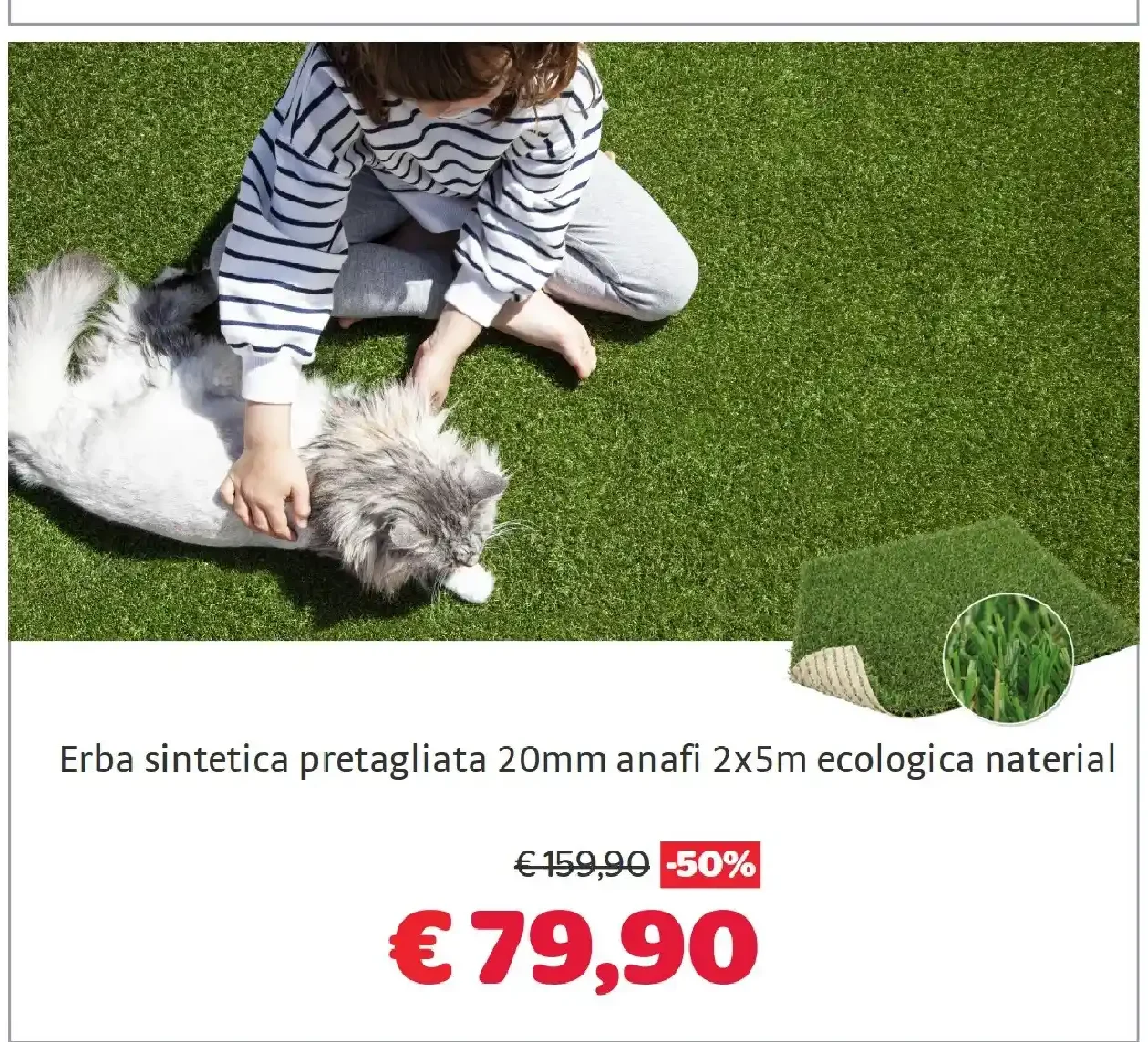 Erba sintetica pretagliata 20 mm Anafi 2x5 m