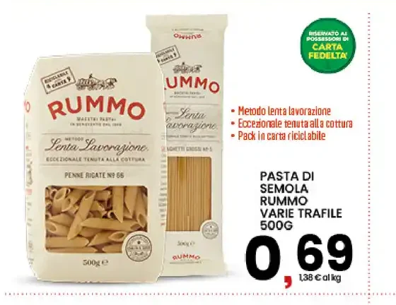 Pasta di semola di grano duro Rummo varie trafile