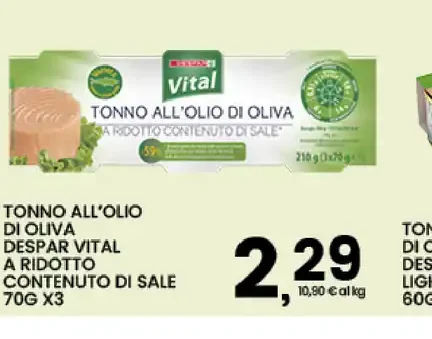 Tonno all’olio di oliva Despar Vital a ridotto contenuto di sale