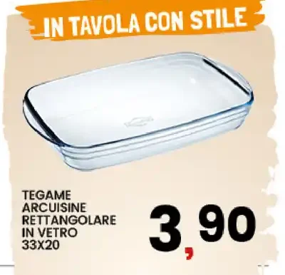 Tegame Arcuisine rettangolare in vetro