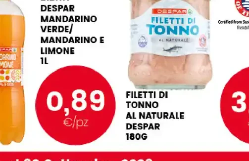 Bibita Despar mandarino verde, mandarino e limone