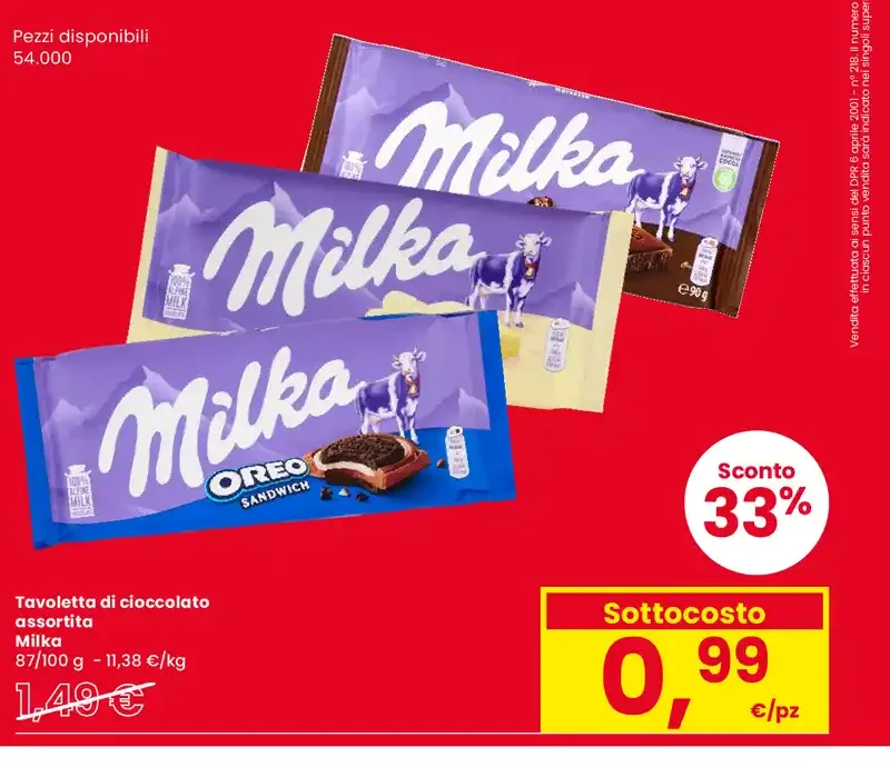 Tavoletta di cioccolato assortita Milka