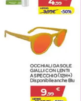 Occhiali da sole gialli con lenti a specchio