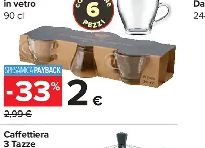 6 Tazzine caffè in vetro