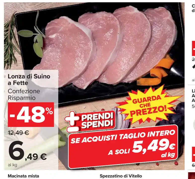 Lonza di suino a fette