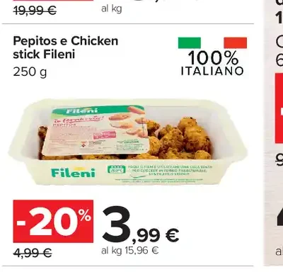 Pepitos e chicken stick fileni