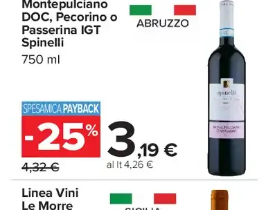 Montepulciano DOC, Pecorino o Passerina IGT Spinelli