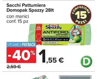 Sacchi pattumiera Domopak Spazzy 28 lt