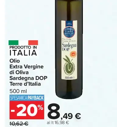 Olio extravergine di oliva Sardegna DOP Terre d’Italia