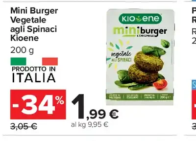 Mini burger vegetale agli spinaci Kioene