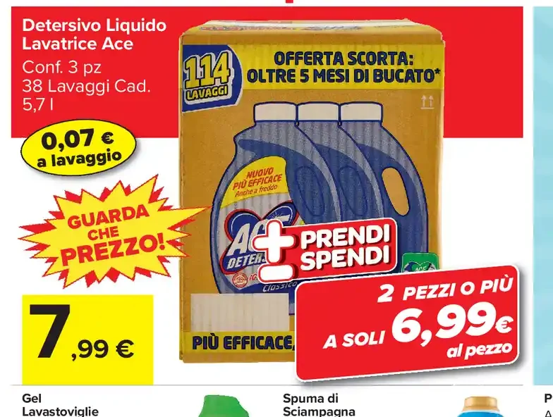 Detersivo Liquido Lavatrice Ace