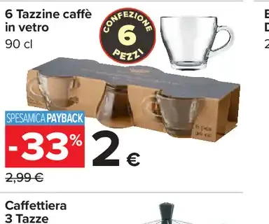 6 Tazzine caffè in vetro