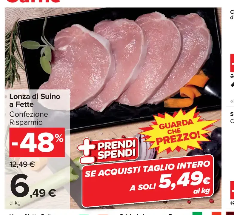Lonza di suino a fette