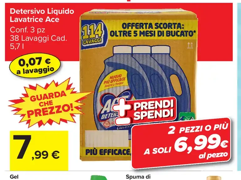 Detersivo Liquido Lavatrice Ace