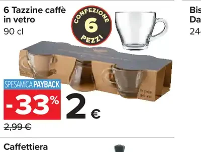 6 Tazzine caffè in vetro