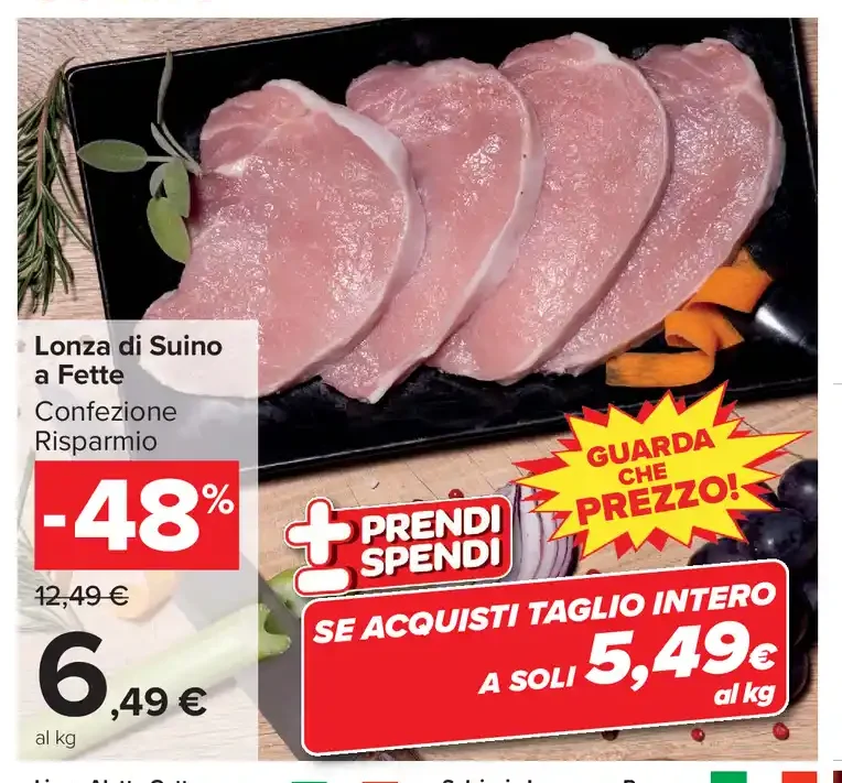 Lonza di suino a fette
