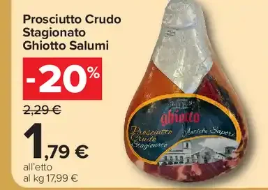 Prosciutto crudo stagionato Ghiotto Salumi