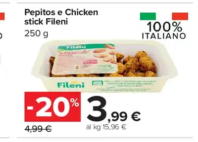 Pepitos e chicken stick fileni