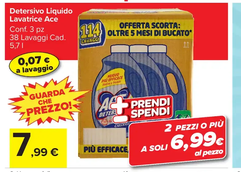 Detersivo Liquido Lavatrice Ace