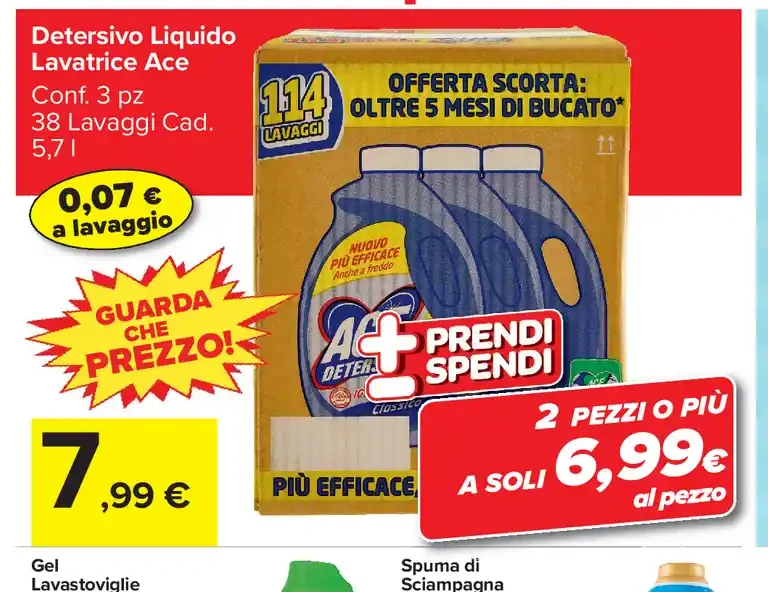 Detersivo Liquido Lavatrice Ace