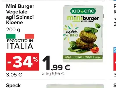 Mini burger vegetale agli spinaci Kioene