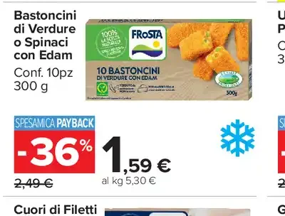 Bastoncini di verdure o spinaci con Edam Frosta