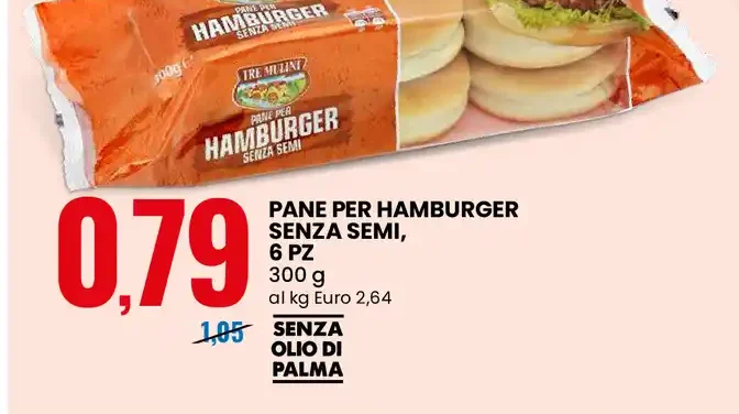 Pane per hamburger senza semi