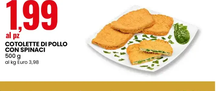 Cotolette di pollo con spinaci