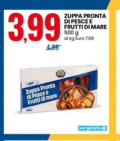 Zuppa pronta di pesce e frutti di mare