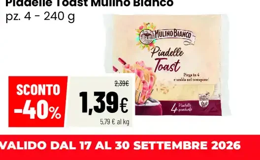 Piadelle Toast Mulino Bianco