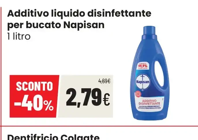 Additivo liquido disinfettante per bucato Napisan