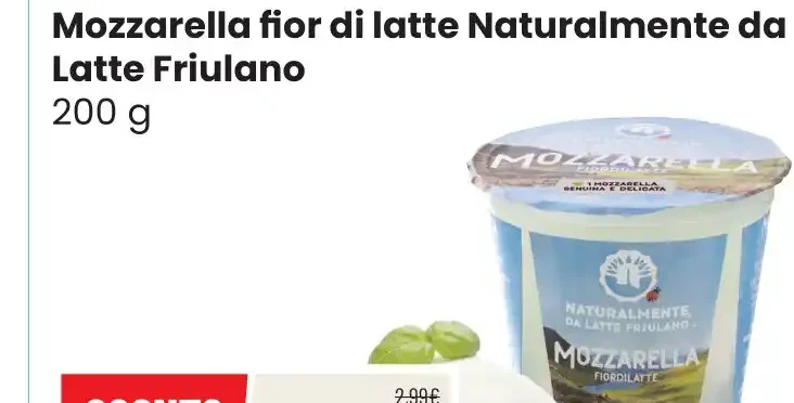 Mozzarella fior di latte Naturalmente da Latte Friulano