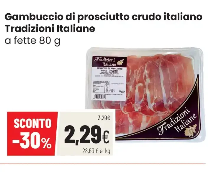Gambuccio di prosciutto crudo italiano Tradizioni Italiane