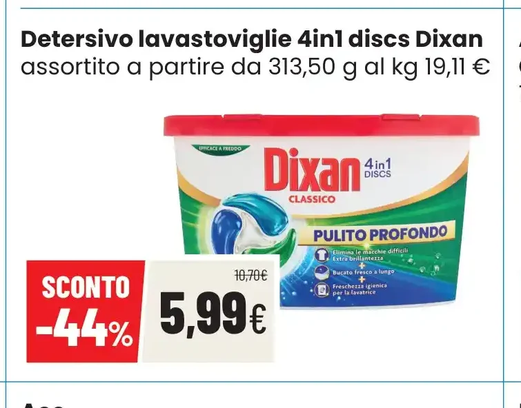 Detersivo lavastoviglie 4in1 discs Dixan