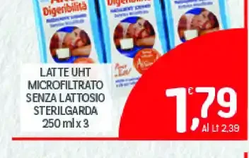 Latte UHT microfiltrato senza lattosio Sterilgarda 250 ml x 3