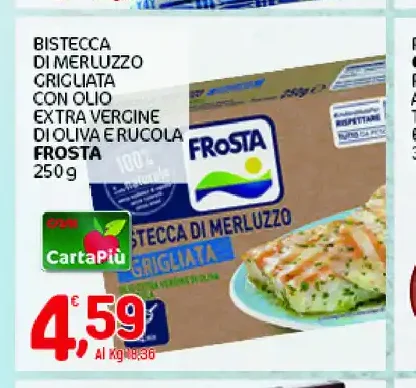 Bistecca di merluzzo crigliata con olio extra vergine di oliva
