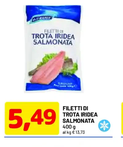 Filetti di trota iridea salmonata
