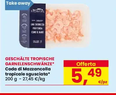 Coda di mazzancolla tropicale sgusciata