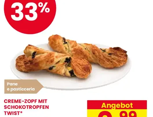 Twist alla crema con gocce di cioccolato