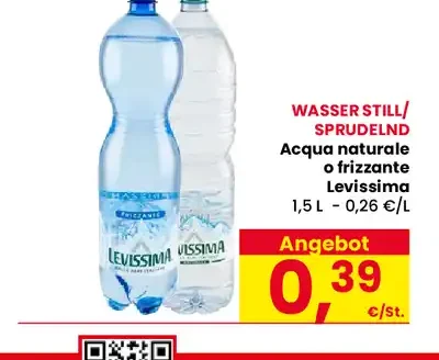 Acqua naturale frizzante Levissima