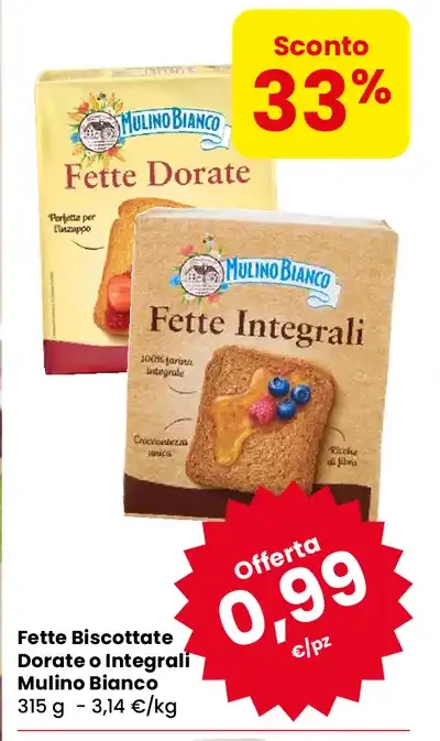 Fette Biscottate Dorate o Integrali Mulino Bianco