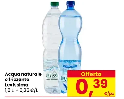Acqua naturale o frizzante Levissima